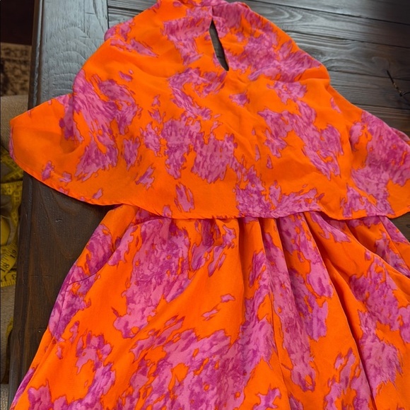 Vibrant Orange and Purple Halter Dress - Picture 5 of 8